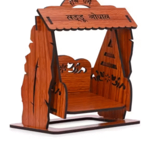 Kapoordani Wala Premium Engineered Carved Pattern Laddu Gopal Wooden Jhula.